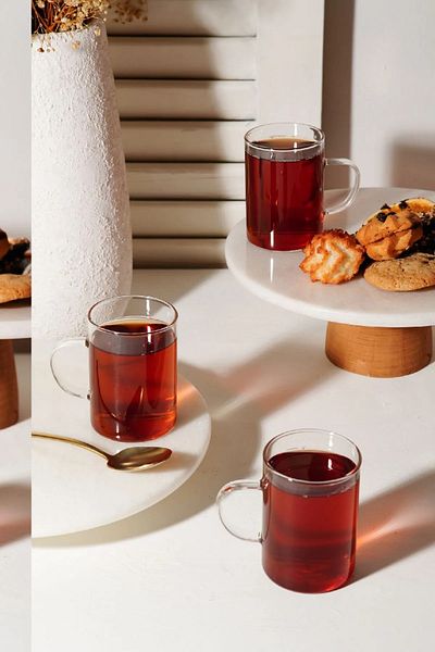 LUCKYHOMES 3 Pieces Luxury Thin Fire Resistant Borosilicate Glass Mug Cup Set of 3 Mug Cup 200 ml Thermal Cup