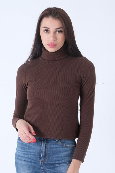 Feminist Knitted Turtleneck Sweater Brown0103011