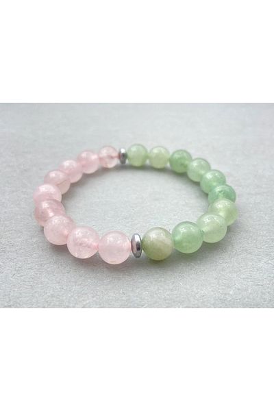 Dejavu TR A++ Natural Stone Bracelet with Pink Kwartz and Aventurine Stone