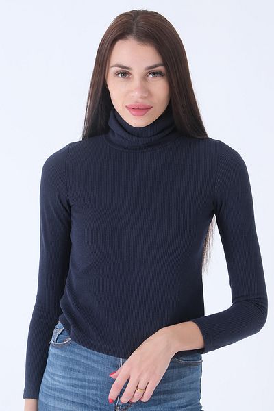 Feminist Knitted Turtleneck Sweater Navy Blue0103011