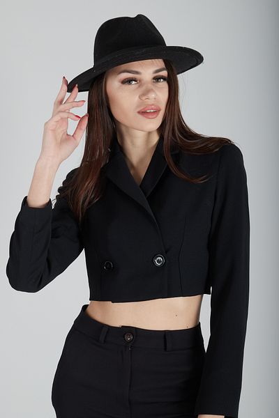 Feminist Jachetă neagră crop blazer - căptușită0105118