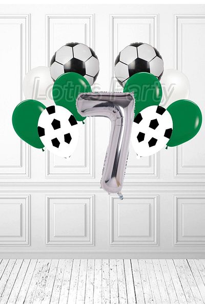 LOTUS PARTY 1 Year Old Green White Football Themed Balloon Set - Green White Balloon Mini Set