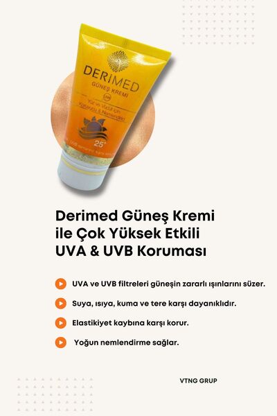 Derimed Uva & Uvb Korumalı Spf25 Aloe Vera Içerikli Yüz Ve Vücut Travel Çanta Boy Güneş Kremi