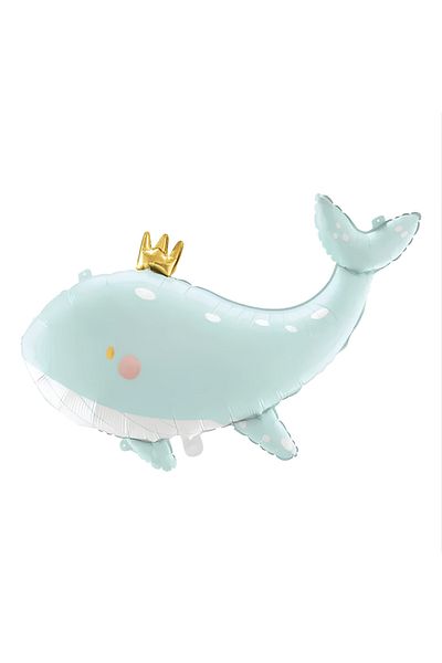 Parti Station 5 Year Old Green Cute Whale Set - Sea and Ocean Creatures, Concept Balloon and Cream Figure