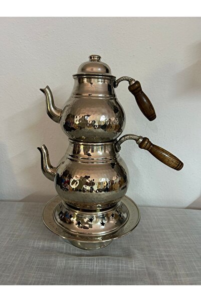 ORNELLA SILVER COPPER Semaverli Bakır Çaydanlık