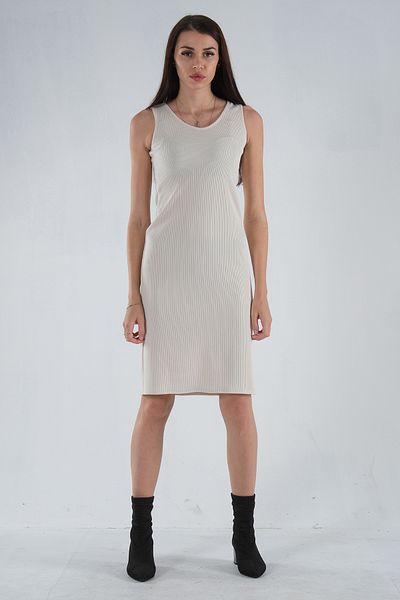Feminist Knitted Sleeveless Knitwear Dress Beige0104029