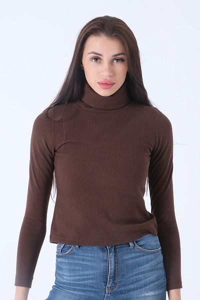 Feminist Knitted Turtleneck Sweater Brown0103011