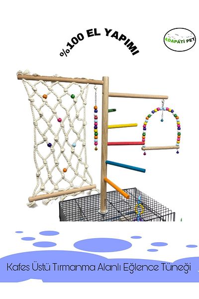 ADAPATİ PET Handmade Bead Swing Parrot Cage Top Perch