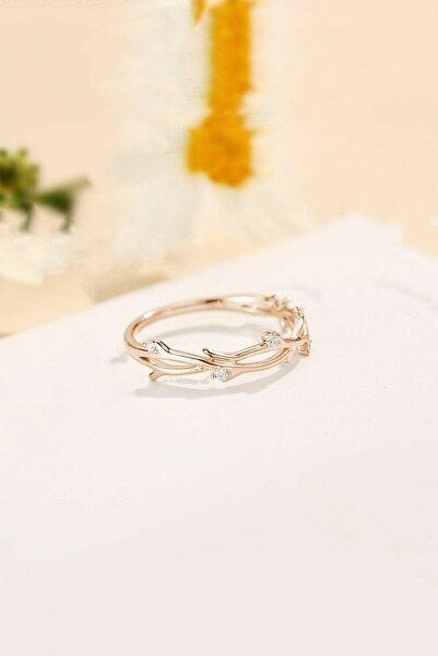 Sahira Jewelry Taşlı Sarmaşık Dal Model 14 K Rose Altın Kaplama Ayarlanabilir...