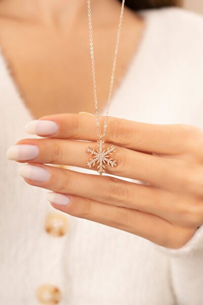 Sahira Jewelry Kar Tanesi 14K Rose Altın Kaplama Kadın Kolye