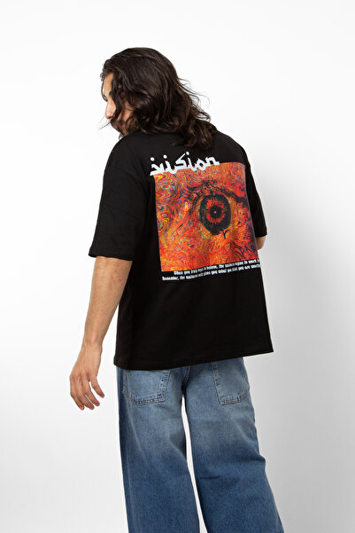 Sekizbiraltı Vision Printed Oversize 24/1 Premium Μαύρο Tshirt
