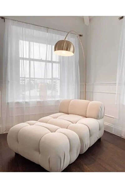 Pablohome Pegasus Dinlenme Koltuğu Baby Face Kadife Kumaş Kırık Beyaz
