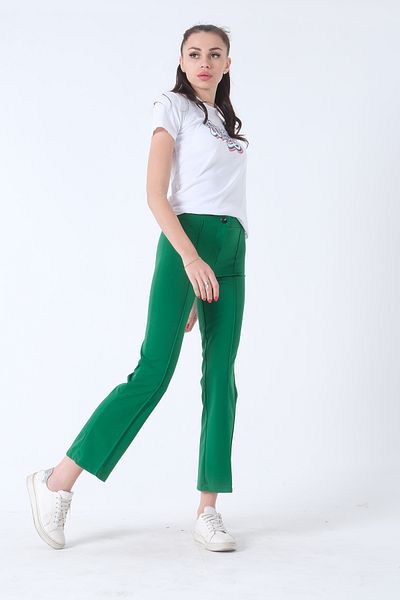 Feminist High Waist Grass Stitched Trousers Green0102070