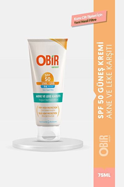 OBİR NATÜREL KURU CİLT TİPLERİ İÇİN AKNE VE LEKE KARŞITI UVA+UVB 50+ SPF GÜNE...