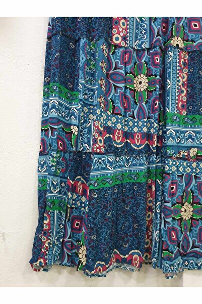 sercan konfeksiyon KADIN 3 KATLI GENİŞ KESIM FIRFIRLI VİSKON ETEK