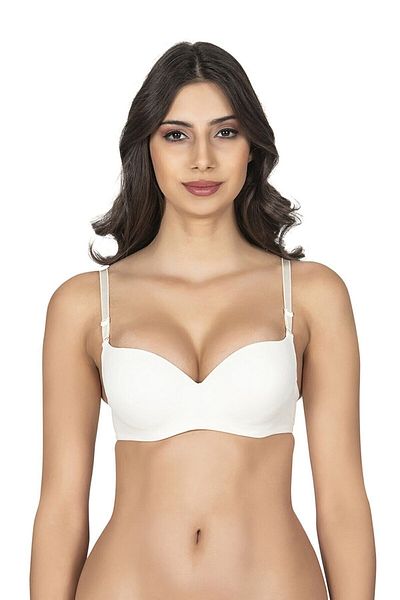 Stimor Women's Ecru Padded Micro Laser Cut Bra 1109