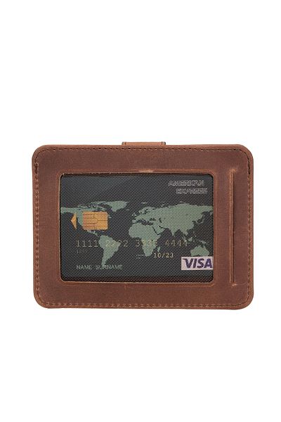 Lev Leather Premium Γνήσιο Δερμάτινο Μινιμαλιστικό Πορτοφόλι Πιστωτικής Κάρτας - Πολυχρηστικό Πορτοφόλι