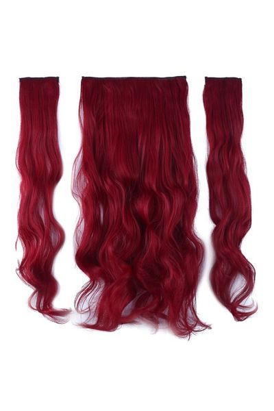 AKOLİFE Red Color Wavy Hem + 2 Side Snap Hairpiece Hair Set - Human Hair Texture