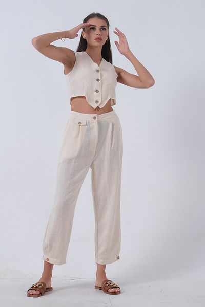 Feminist Linen Vest Suit Beige0106321