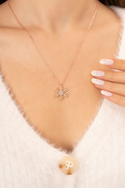 Sahira Jewelry Kar Tanesi 14K Rose Altın Kaplama Kadın Kolye