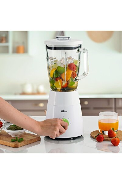 Braun خلاط إبريق PowerBlend 1 - زجاج 500 واط، 1.5 لتر، سرعتين + وظيفة كسر الجليد - JB 0153