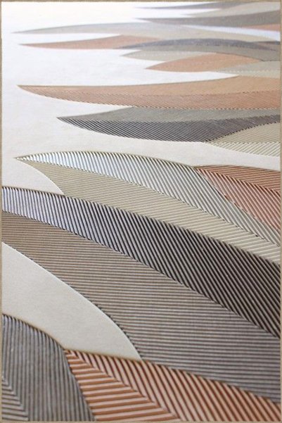Rugs Modern Halı Χαλί με υφαντή βάση και απαλό μοτίβο με θέμα τα φτερά και πλ...