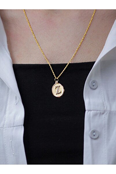 DİAMİNE PIRLANTA Altın Madalyon Harf Kolye (TÜM HARFLER YAZILIR)
