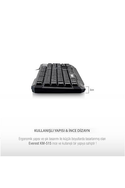 Everest KM-515 Q USB مجموعة لوحة مفاتيح/ماوس كومبو سوداء قياسية