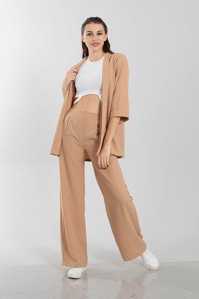 Feminist Kimono Trousers Double Crepe Set Camel0106314