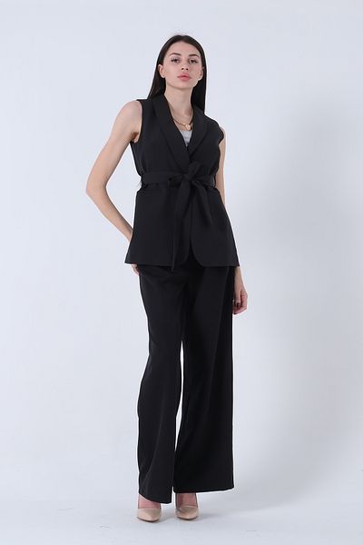 Feminist Casual Trousers Jacket Lined Overalls Suit Black0309994