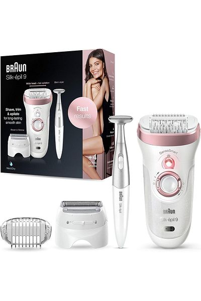 Braun Silk-epil 9 Sensosmart, 2 Speed Settings, Wet & Dry, Long-lasting Battery, Waterproof - 9890
