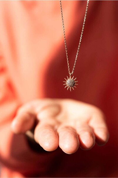 LOTUS GÜMÜŞ Güneş Model 14k Rose Gold Kaplama Kadın Kolye