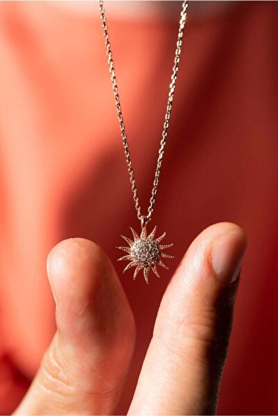 LOTUS GÜMÜŞ Güneş Model 14k Rose Gold Kaplama Kadın Kolye