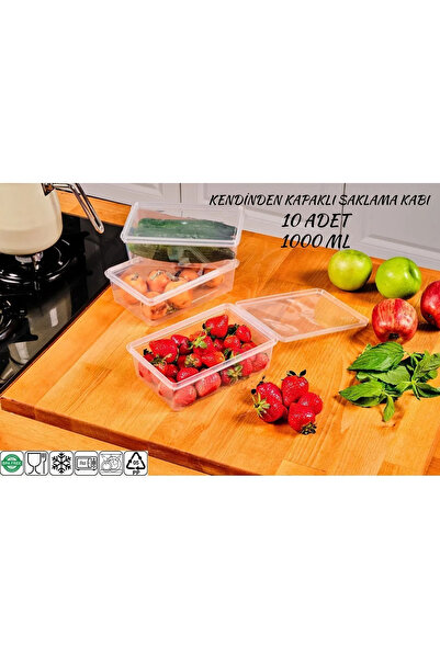 BySevil حاوية تخزين بلاستيكية سعة 1 لتر / 10 قطع حاوية ديب فريزر ذاتية الغطاء...