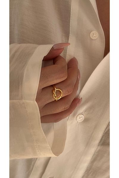 Vi store خاتم عقدة مطلي بالذهب