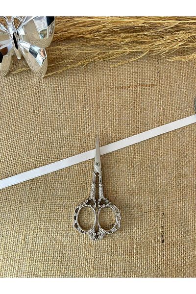 TutkuSetUp Promise-Engagement Scissors, Promise Engagement Ribbon Cutting Scissors, Processing Detailed, Silver Scissors,