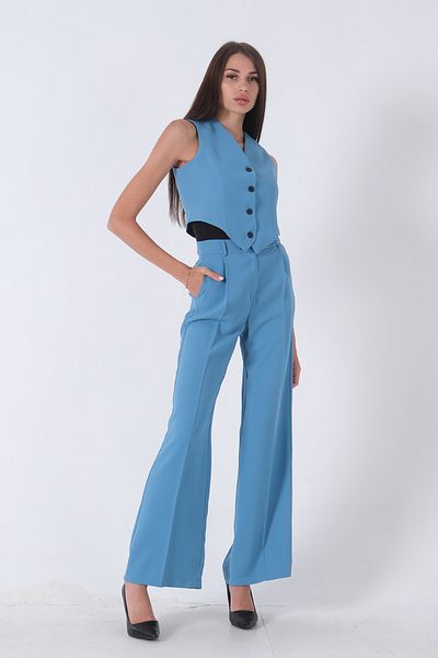Feminist Baby Blue Crop Vest Woven Set -0106317