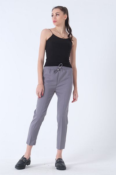 Feminist High Waist Elastic Trousers Gray3101101