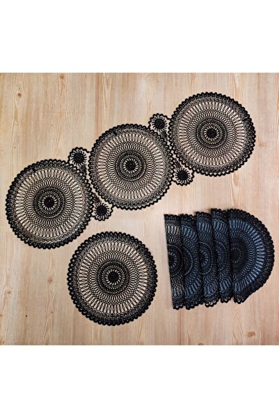 Çt Çeyizci Tekstil مفرش وطبق لطاولة الطعام - 1 مفرش - 6 أطباق