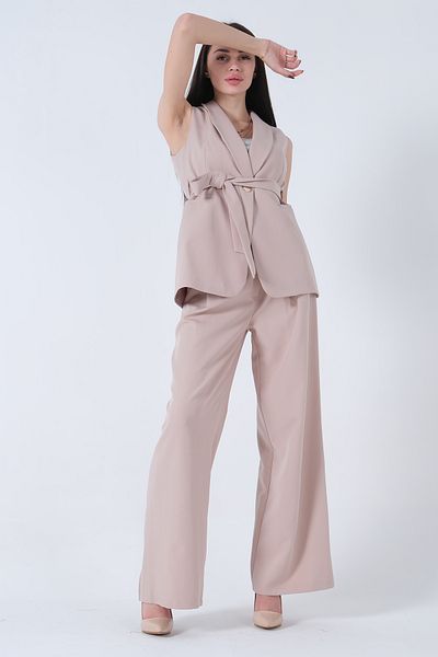 Feminist Casual Trousers Jacket Lined Overalls Suit Stone0309994