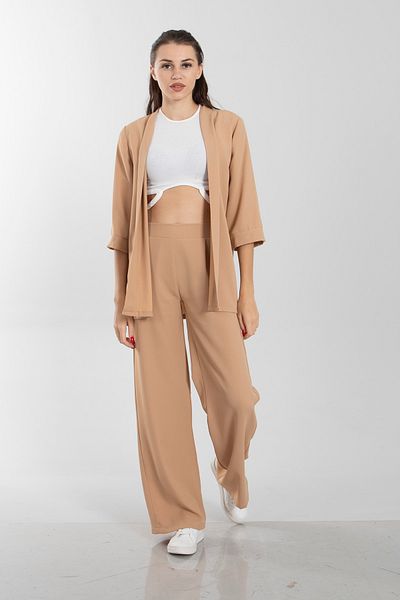 Feminist Kimono Trousers Double Crepe Set Camel0106314