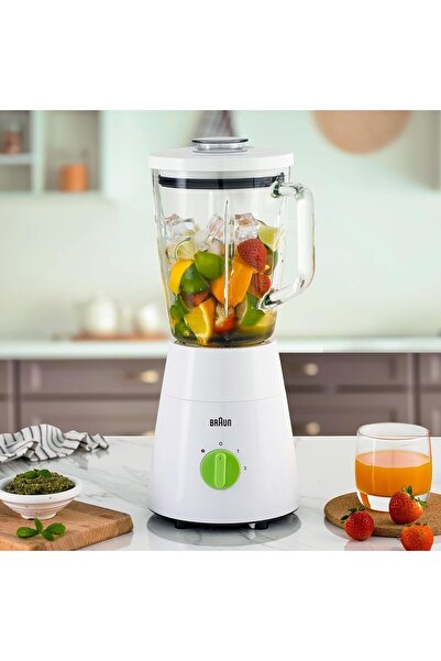 Braun خلاط إبريق PowerBlend 1 - زجاج 500 واط، 1.5 لتر، سرعتين + وظيفة كسر الجليد - JB 0153
