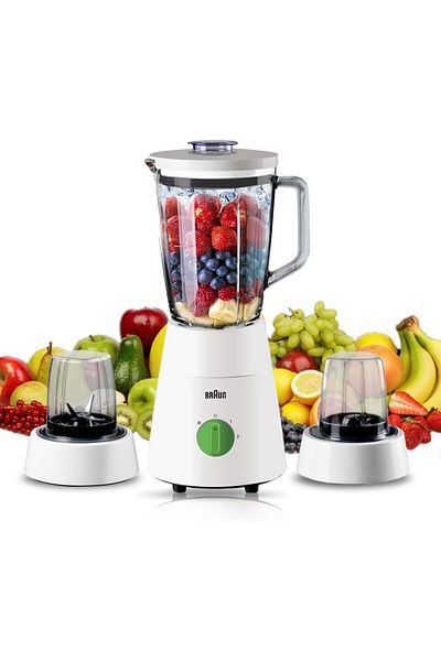Braun PowerBlend 1 Jug Blender 500W, Glass, 1.5L, 2 speeds + ice crush/pulse function - JB 0153