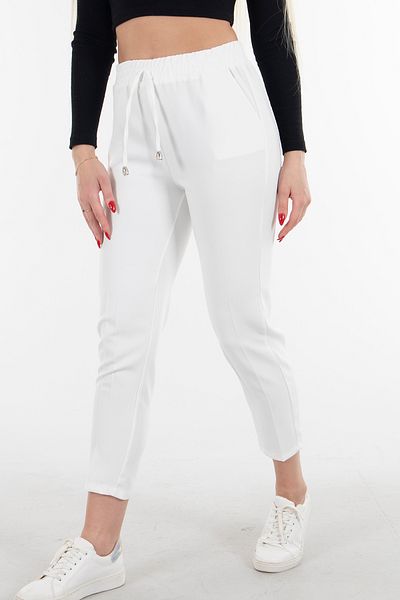 Feminist High Waist Elastic Trousers White3101101