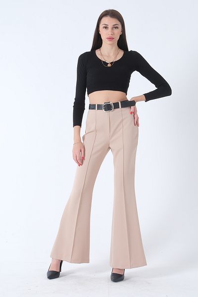 Feminist Grass Stitched Spanish Trousers Beige0303950