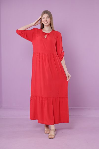 mervemoda Γυναικείο καλοκαιρινό κοντομάνικο υφαντό φόρεμα