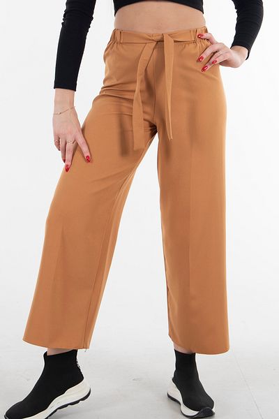 Feminist Wide Leg Elastic Trousers Tan3101102