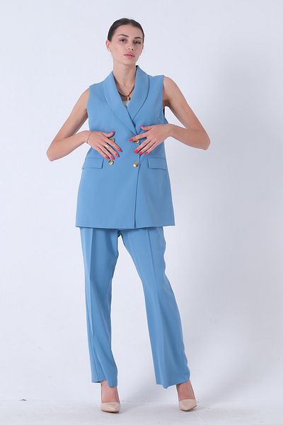 Feminist Baby Blue Vest and Trousers Set -0106310