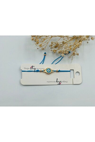 MUSCO Nazar Boncuklu Mavi Asansörlü Kadın Ip Bileklik