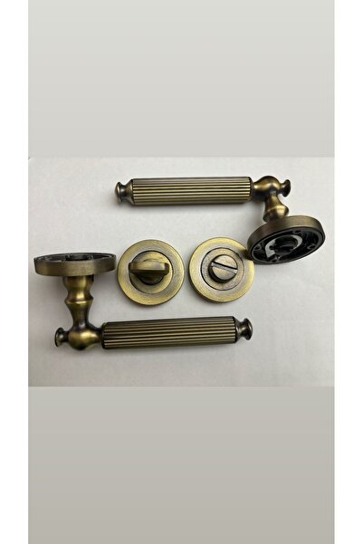 OPENDOOR HANEDAN ANTİK SARI YUVARLAK ROZETLİ WC KAPI KOLU